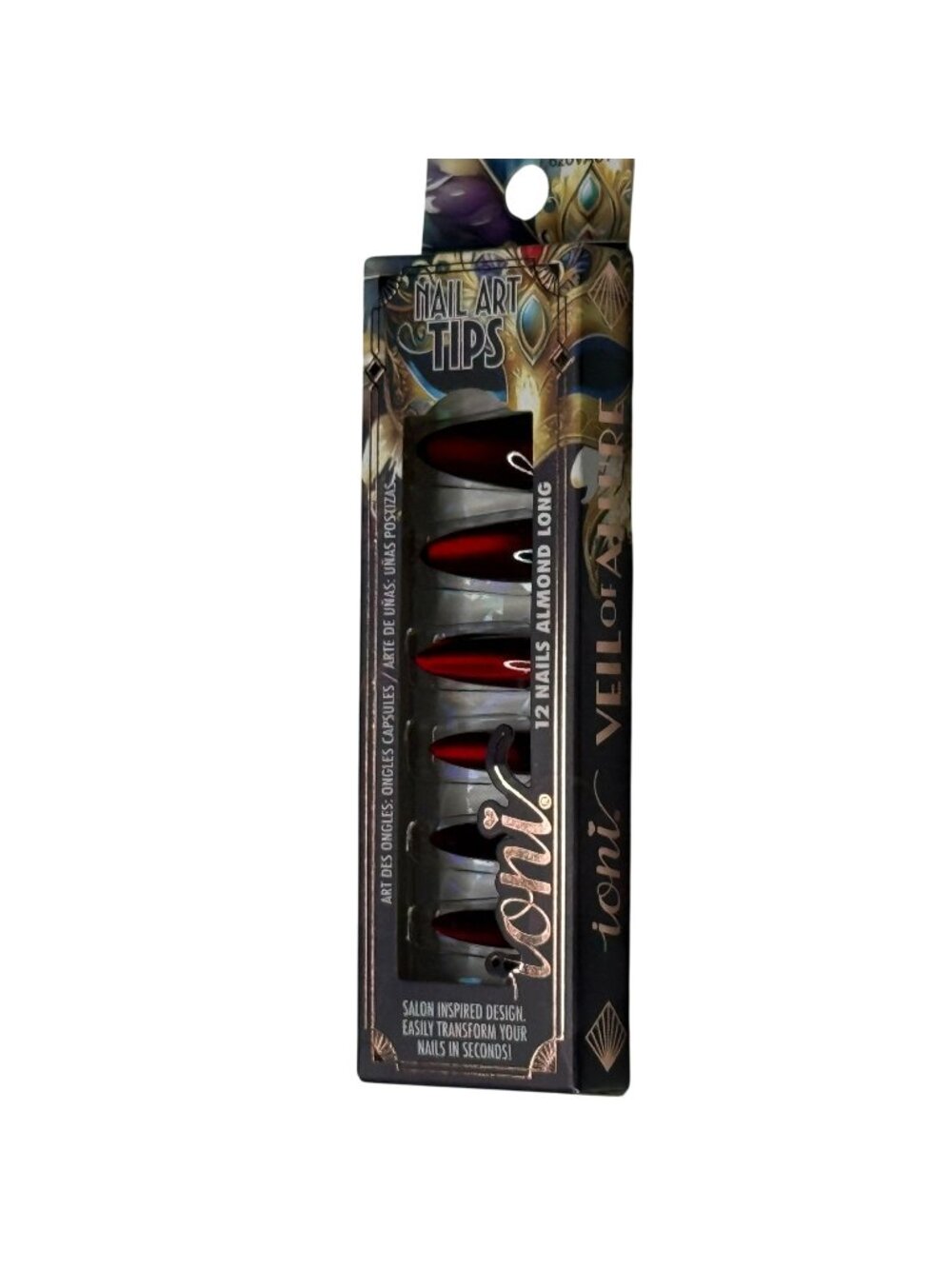 Ioni Press On Nails Almond Long Burgundy Gloss 12pc False Nails NWT